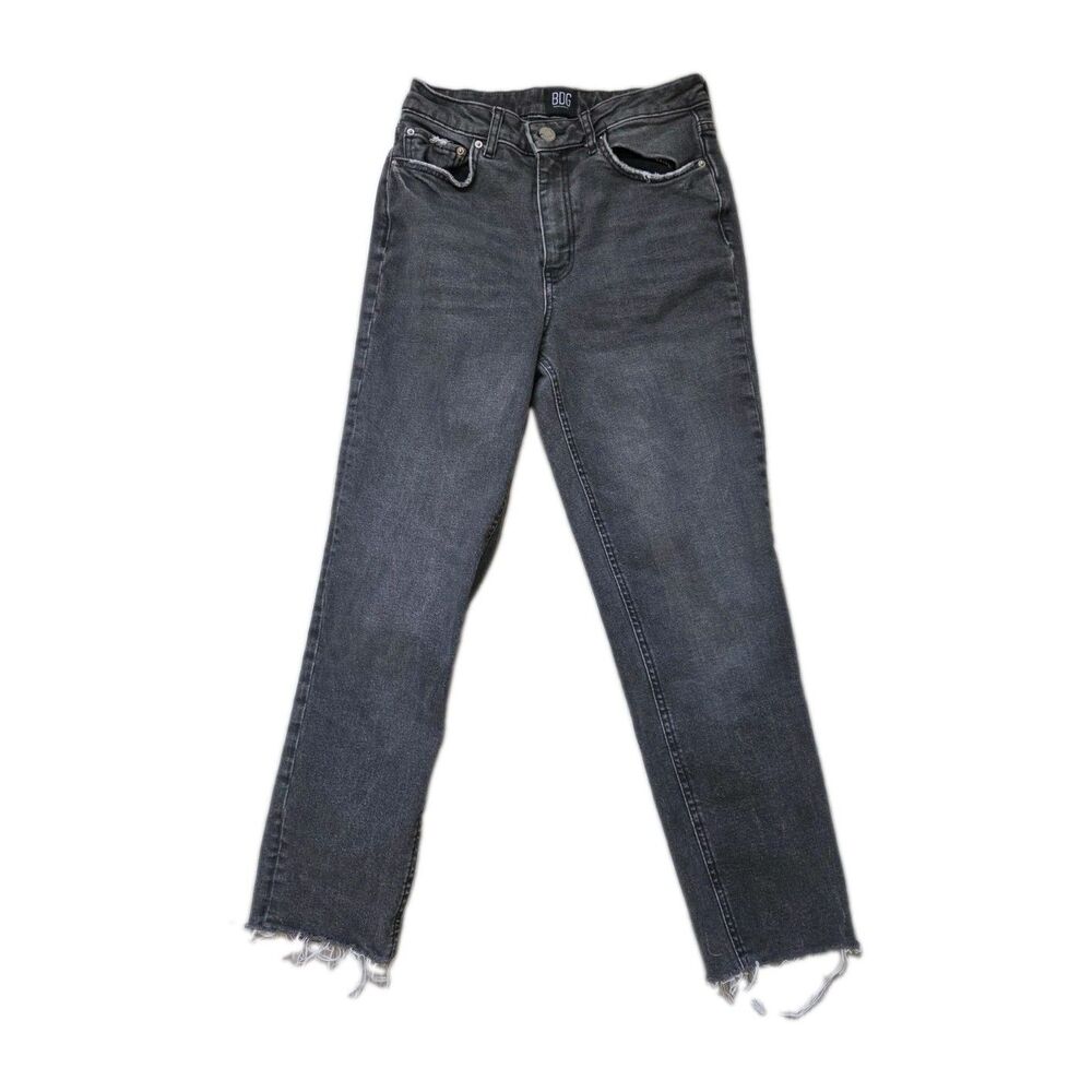 BDG Urban Outfitters Slim Straight Jeans Black Raw Hem High Rise W28 EUC